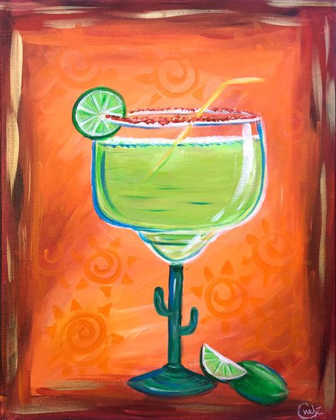 Margarita Acrylic Painting, Cinco De Mayo Painting Ideas, Mexican Paintings Ideas Easy, Mexican Paintings Ideas, Dollar Painting, Margarita Monday, Mexican Paintings, Monday Vibes, Italian Party