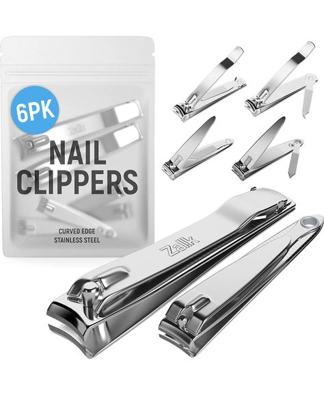 Amazon.com : (6 Pack) Toe Nail Clippers Toenail Clippers and Fingernail Clipper Set, Premium Stainless Steel Ultra Sharp Sturdy Curved Edge Cutter Trimmer Finger Nail Clip for Adults Men Women Nail Cleaner : Beauty & Personal Care Fingernail Clippers, Sharp Nails, How To Cut Nails, Pedicure Tools, Clean Nails, Beauty Nail, Pedicure Nails, Manicure E Pedicure, Nail Clippers Set