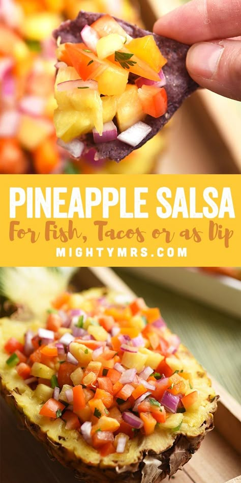 Fruit Salsa For Fish, Hawaiian Pineapple Salsa, Hawaiian Salsa Recipe, Hawaiian Salsa, Hawaiian Catering, Pineapple Salsa For Fish, Pineapple Salsa Recipe Easy, Shrimp Tacos With Pineapple Salsa, What To Serve With Shrimp Tacos