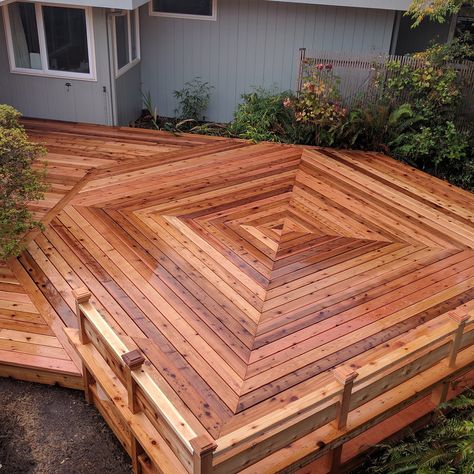 Need some inspiration to get started? View our Western Red Cedar Decking Gallery for ideas, tips and more. Cedar Deck Ideas, Decking Patterns, Red Cedar Deck, Cedar Patio, Cedar Decking, Deck Patterns, Plants Under Trees, Cedar Deck, Deck Steps