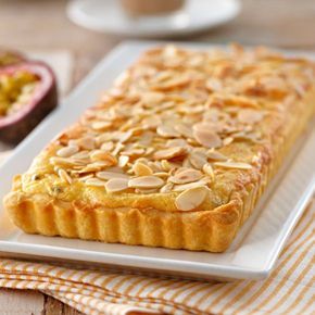 Pineapple and Passionfruit Frangipani Tart Frangipani Tart, Pear Tart Recipe, Pear And Almond Tart, Slab Pies, Passionfruit Recipes, Frangipane Tart, Pineapple Tart, Cream Pies, Pineapple Recipes