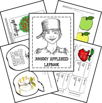 Jonny Appleseed, Johnny Appleseed Activities, Apple Unit Study, Literature Unit Studies, John Chapman, September School, Lap Books, Homeschool Family, Lap Book