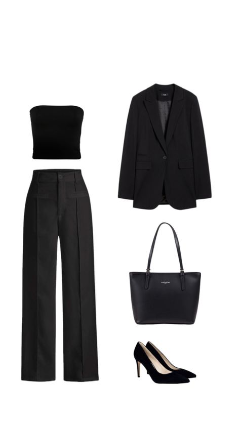 Full Black Outfit, Lawyer Outfit, Monochromatic Outfit, Outfit Collage, Modest Fashion Outfits, Black Outfit, Classy Outfits, Modest Fashion, Style Guides