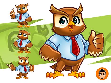 Bird Mascot Design, Cute Animal Character Design, Mascot Design Character, Owl Character Design, Mascot Design Ideas, Mascot Character Design, Owl Mascot, Bird Mascot, Cartoon Logo Design