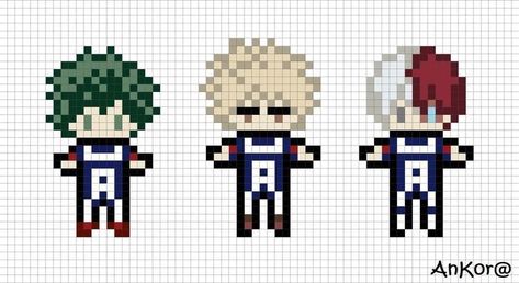 Pixel Art Templates, Hama Beads Design, Pixel Drawing, Diy Perler Bead Crafts, Pixel Art Grid, Pix Art, Graph Paper Art, Katsuki Bakugou, Anime Pixel Art