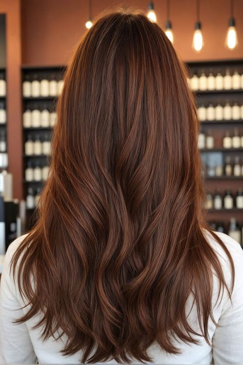 Brown Hair Chestnut Balayage, Auburn On Dark Brown Hair, Brown Hair Ginger Undertone, Auburn Hair Color Straight, Auburn With Dimension, Level 6 Auburn Hair Color, Brunette Hair Auburn, Cinnamon Chestnut Hair, Dark Roots Auburn Hair Balayage