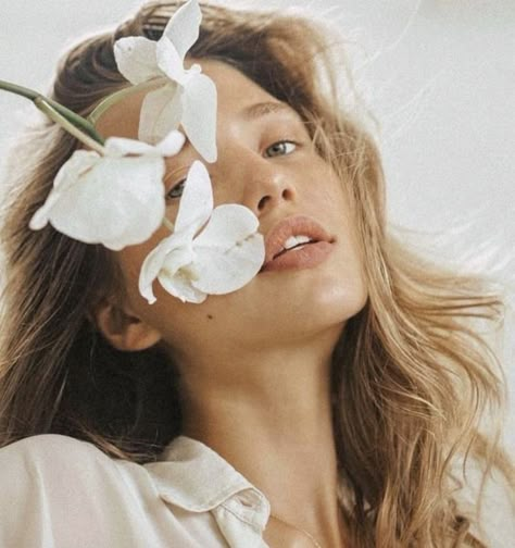 Woman With Flowers, White Flowers, Portal, Flowers, Hair, White