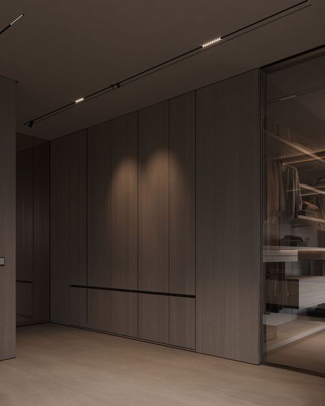 Penthouse in Tampa on Behance Apartment Contemporary, Master Wardrobe, Modern Wardrobe Design, Atelier Interior, Dark Modern, Joinery Design, Modern Cupboard Design, Wood Wardrobe, Diy House Renovations