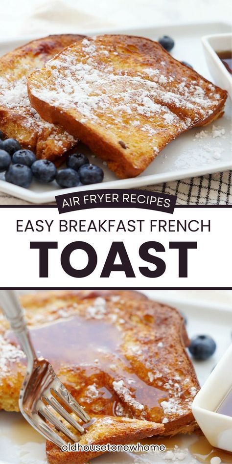 Air fryer french toast healthy. The Air Fryer makes french toast perfectly golden brown on the outside and soft and tasty on the inside! I will never make french toast another way. French Toast Healthy, Best French Toast Recipe, Air Fryer French Toast, Awesome French Toast Recipe, Recipe Air Fryer, French Bread French Toast, Classic French Toast, Breakfast Enchiladas, Best French Toast