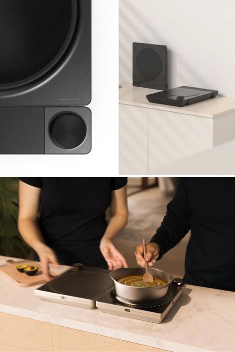 The Jodana offers a unique way to combine cooktops as well as cultures and cooking techniques. The modular cooktop features the induction cooker itself, as well as a control panel that attaches magnetically, There are two cooktop styles to choose from, a flat-panel one that serves the role of a traditional induction cooker, as well as a curved surface that’s designed to work with the Kadhai, or the Indian equivalent of a wok. As its user base is lower-mid-income residents of Mumbai. Different Types Of Countertops, Spaceship Ideas, Ipad Pro Accessories, Types Of Countertops, Vintage Record Player, Social Design, Electric Cooker, Induction Cooker, Induction Hob