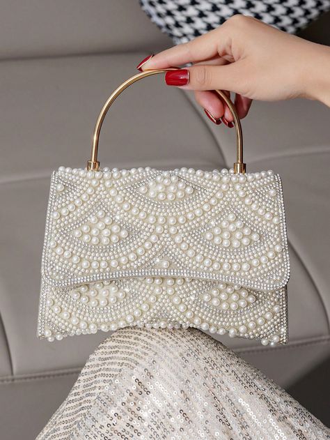 Pearl Evening Bag Handbag For Party, Elegant And Fashionable Style, Suitable For Different OccasionsI discovered amazing products on SHEIN.com, come check them out! Wedding Vegas, Pearl Clutch Bag, Bridal Bags, Senior Year Things, Bride Vibes, Formal Bag, Bridesmaid Look, Prom Dinner, Black Tie Optional