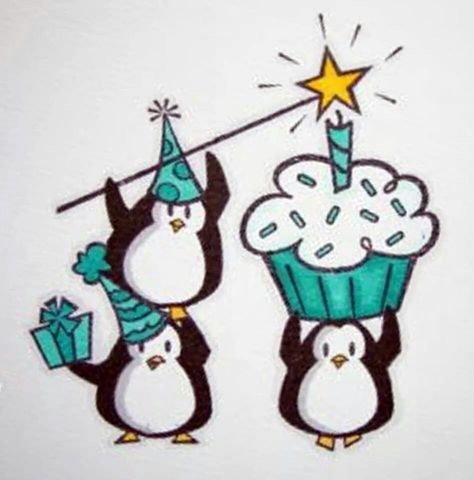 Birthday pengies. Birthday Penguin, Happy Birthday Penguin, Pinguin Illustration, Happy Birthday Animals, Happy Birthday Drawings, Happy Penguin, Penguin Drawing, Penguin Birthday, Penguin Party