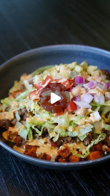 Sweet Potatoe Burger Bowls, Sweet Potato Burger Bowl, Sweet Potato Burger, Potato Burger, Sweet Potato Seasoning, Burger Bowl, Sweet Potato Burgers, Sweet Potato Bowls, Special Sauce