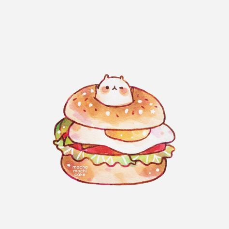 Bagel Drawing, 귀여운 음식 그림, Food Drawings, Bagel Sandwich, Doodle Art Journals, Fineliner Pens, Kawaii Illustration, Cute Food Drawings, Cute Food Art