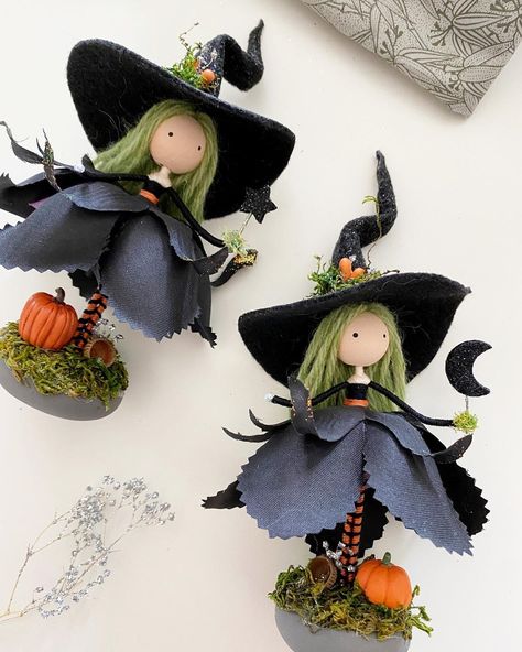 Kitchen Witch Doll, Oddities And Curiosities, Witch Dolls, Halloween Witch Dolls, Fairy Witch, Star Wand, Yarn Dolls, Bendy Doll, Clay Fairies