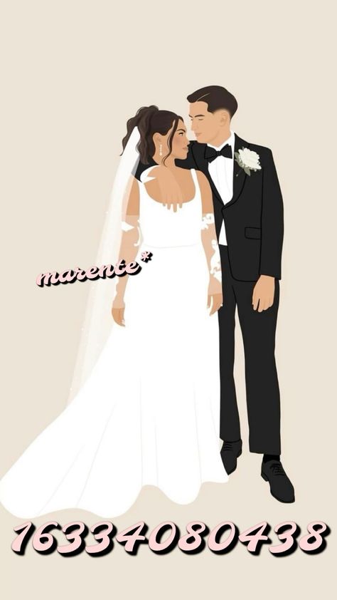 Wedding portrait illustration / Bloxburg decal #PersonalizedPortrait #CustomPortrait #PortraitArt #HandmadePortrait #UniqueGift #CustomArtwork #PortraitArtist #CustomizedPortrait #PersonalizedGift #PortraitInspiration Berry Avenue Codes Pictures Wedding, Berry Avenue Codes Pictures Couple, Bloxburg Photo Codes Family, Family Picture Drawing, Pictures Codes, Picture Decals, Berry Ave Decals, Berry Avenue Decals, Cut Pic