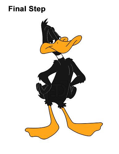 How to Draw Daffy Duck (Full Body) VIDEO & Step-by-Step Pictures Daphy Duck, Duffy Duck, Duck Tattoos, Diy Kids Art, Body Type Drawing, Duck Drawing, Stick N Poke, New Drawing, Classic Cartoon Characters