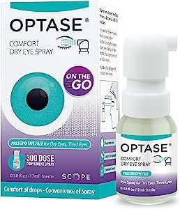 OPTASE Comfort Dry Eye Spray - Eye Spray for Dry Eyes - Preservative Free Artificial Tears Eye Drops Alternative - Dry Eye Drops in a Convenient Spray - Multi-Use Bottle, Contact Lens Safe - .58 fl oz Diy Eye Drops For Dry Eyes, Eye Drops To Change Eye Color, Eye Drops For Dry Eyes, Eye Drops Package Design, Chronic Dry Eye, Dry Eyes Relief, Eye Drops, Dry Eyes, Spray Can