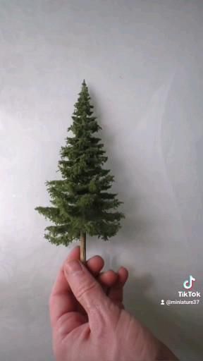 Cute Small Trees, How To Make Model Trees, Making Miniature Trees, Christmas Villages Diy, How To Make Pine Trees, Diy Dollhouse Christmas Tree, Dollhouse Landscaping Ideas, How To Make Miniature Trees, Make A Tree