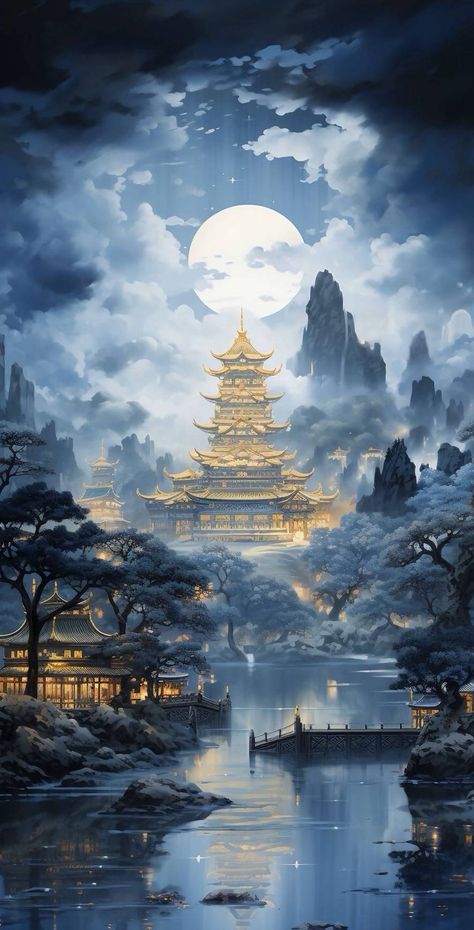 Asian Wallpaper, Chinese Wallpaper, World Most Beautiful Place, Chinese Landscape Painting, Chinese Landscape, Art Stained, Edgy Wallpaper, Chinese Architecture, Scientific Illustration