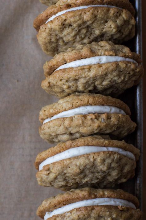 Oatmeal Cream Pies - Mostly Sourdough Sourdough Oatmeal Cream Pie Cookies, Sourdough Discard Oatmeal Cream Pies, Sourdough Oatmeal Cream Pie, Sourdough Whoopie Pies, Oatmeal Cream Cookies, Sourdough Oatmeal, Soft Chewy Oatmeal Cookies, Hippy Life, Oatmeal Cream Pie