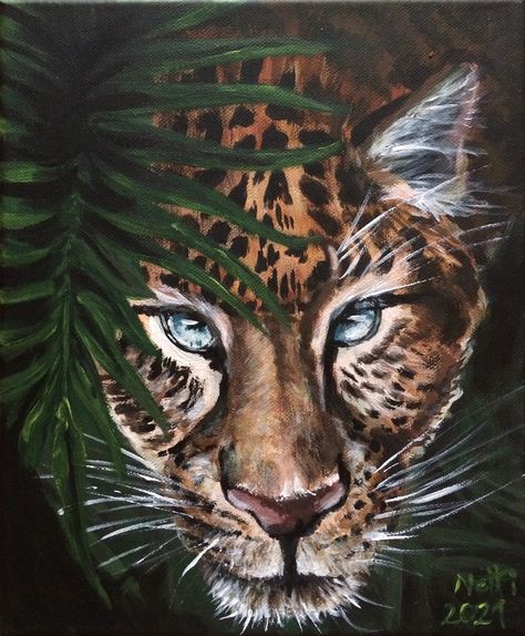 Leopard portrait acrylic painting Leopard Painting Acrylic, Leopard In Jungle, Leopard Portrait, Portrait Acrylic Painting, Leopard Painting, Speed Paint, Paint Painting, Inspirational Books, Box Art