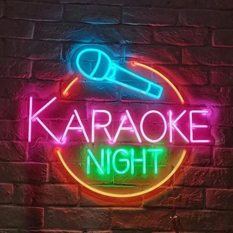 LED Neon Karaoke Night Wall Decor Karaoke Sign, Karaoke Funny, Karaoke Ideas, New Year With Friends, Backyard Movie Night Party, Cheers Bar, Live Singing, Places In Nyc, Karaoke Bar