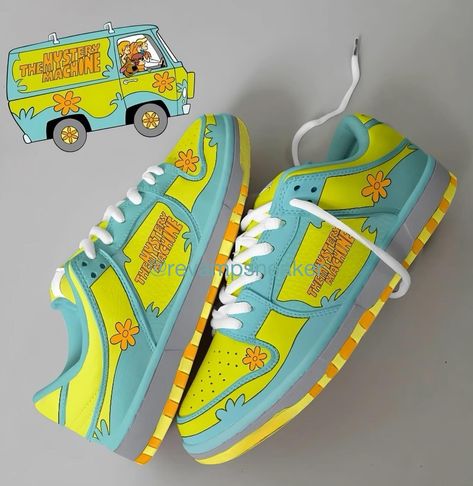 Grab a custom kicks based on our favourite cartoon Scooby Doo . . . . . . . . . . . . . . . . #nike #nikeshoes #sbdunks #custom Scooby Doo Painted Shoes, Scooby Doo Shoes, Custom Painted Shoes Ideas, Cartoon Scooby Doo, Custom Cleats, Custom Trainers, Marvel Shoes, Custom Sneakers Diy, Shoe Painting