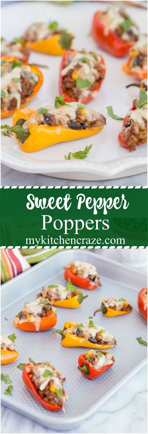 Sweet Pepper Poppers ~ Perfect Small Bite Appetizer for Your Next Party! Only 7 ingredients and 30 Minutes! Oktoberfest Party Food, Incredible Appetizers, Sweet Pepper Poppers, Mini Stuffed Peppers, Croquet Party, Pepper Poppers, Sweet Pepper Recipes, Small Bites Appetizers, Appetizer Party