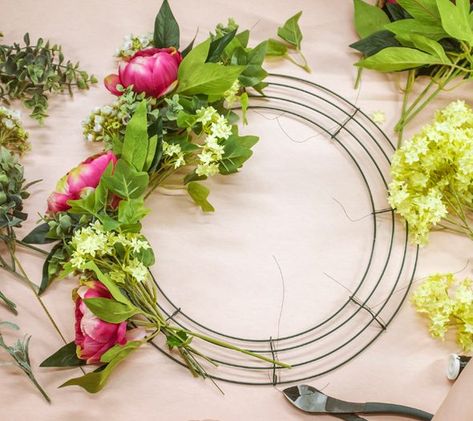 Wreaths For Funerals, Diy Floral Wreath, Silk Flower Wreaths, Wreath Frames, Metal Wreath Frame, Wire Wreath Forms, Diy Spring Wreath, Wire Wreath Frame, Door Wreaths Diy