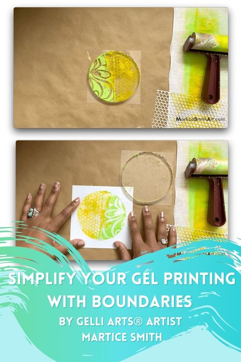 In this blog post, Gelli Arts® Artist Martice Smith simplifies her gel printing by setting boundaries to follow Gel Plates, Gel Prints, Gelli Plate Techniques, Layering Techniques, Gelli Printing Art, Gelli Plate Art, Gel Printing, Gel Plate, Gelli Prints