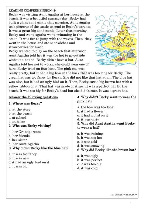 Dictation Worksheet, Esl Reading Comprehension, Reading Comprehension For Kids, Esl Reading, Comprehension Exercises, Reading Comprehension Lessons, Reading For Beginners, Reading Comprehension Activities, Beginning Reading