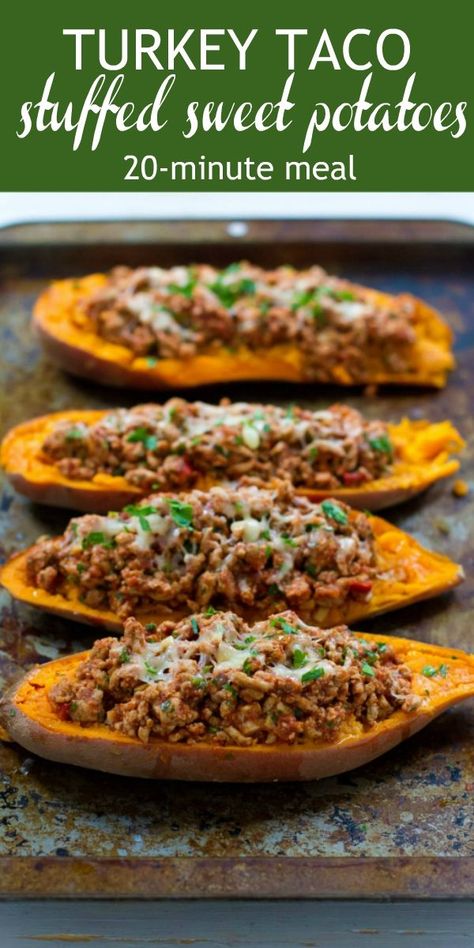 Taco Stuffed Sweet Potato, Mexican Easy, Stuffed Sweet Potato, Healthy Turkey Recipes, Ground Recipes, Ground Turkey Recipes Healthy, Turkey Taco, Sweet Potato Recipe, Stuffed Sweet Potatoes