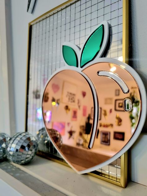 Peach Emoji, Wall Decor Hanging, Fruit Decor, Decor Hanging, New Flat, Just Peachy, Mirror Wall Art, Art Handmade, Infamous