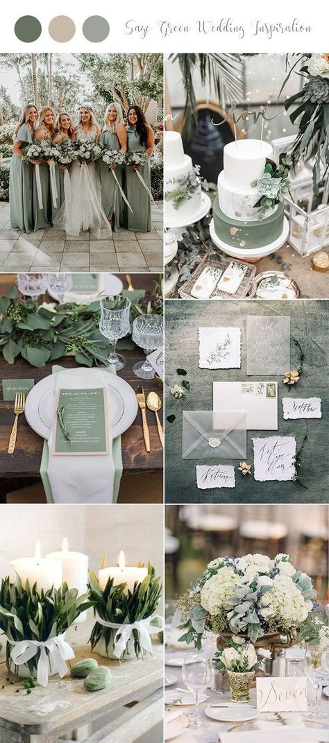 Sage Green Wedding Colors, Green And White Wedding, Rustic Wedding Decorations, Flowers And Greenery, Green Wedding Colors, Sage Wedding, Sage Green Wedding, Wedding Theme Colors, Wedding Color Palette