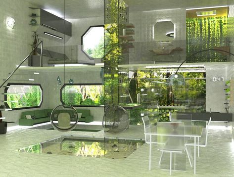 Futuristic Apartment, Futuristic Room, Dreamscape Architecture, Spaceship Interior, Futuristic Home, Sci Fi Environment, Futuristic Interior, Futuristic City, Environmental Design