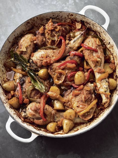 Michel Roux Jr: Poulet Basquaise Basque-Style Chicken Michel Roux Jr Recipes, Chicken Basque, Chicken Breast Fillet Recipes, Basque Chicken, Basque Recipes, Basque Food, Food For Friends, Chicken Pot Pies, One Dish Meals