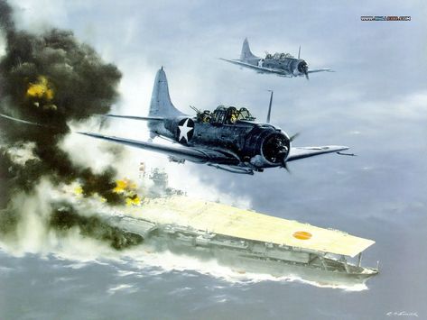 Battle Of Midway, Wwii Airplane, Wwii Fighters, Military Artwork, Airplane Art, Air Fighter, Aircraft Art, Ww2 Aircraft, Nose Art