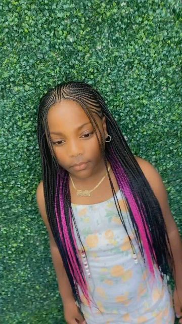 Fulani Braids With Color, Kids Fulani Braids, Braids With Color, Toddler Braids, Colored Braids, Kids' Braids, Fulani Braids, Braids With Beads, Beautiful Braids