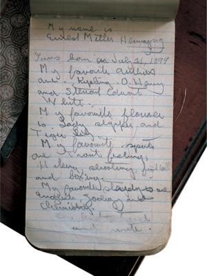 One of Hemingway’s first notebooks. Made in 1908 while he was in elementary school. “I intend to travel and write.” Famous Writers, Writers Notebook, Art Of Manliness, Pretty Journals, Commonplace Book, Notebook Art, Writing Notebook, Boost Creativity, Diy Notebook