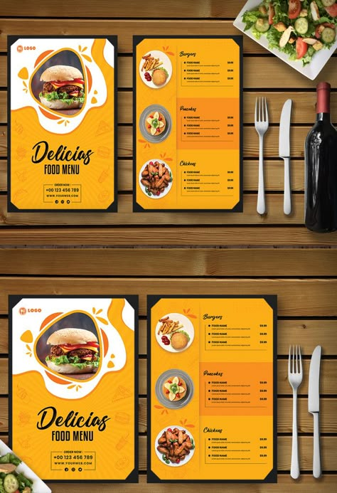 Creative And Attractive Food Menu Or Restaurant Flyer Design#pikbest#Templates#Others#Others Restaurant Flyer Design, Menu Engineering, Drink Menu Design, Restaurant Advertising, Restaurant Poster, Graphic Design School, Menu Flyer, Menu Designs, Fast Food Menu