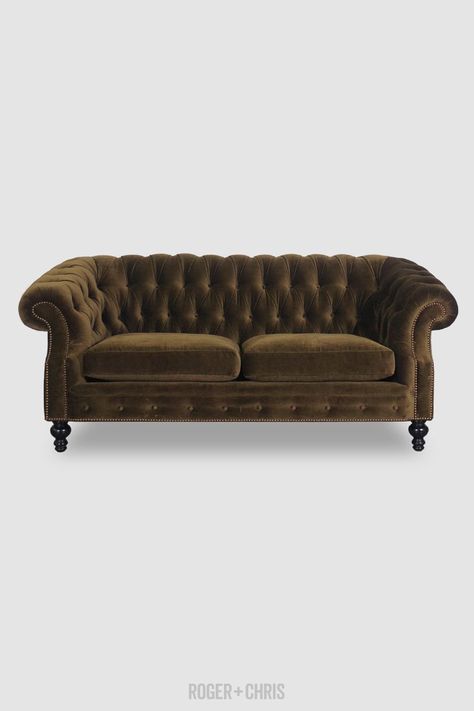 Cecil French Chesterfield Sofa Green Chesterfield Sofa, Scottish Interior, Brown Chesterfield Sofa, Green Fabric Sofa, Tight Back Sofa, Quilt Cushion, Green Sofas, Renovation Living Room, Compact Chair