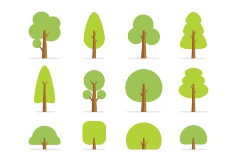 Flat Tree, Spring Cartoon, Adobe Animate, Cartoon Trees, Simple Tree, Simple Icon, Green Spring, Tree Illustration, Plant Illustration