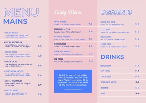 Menu Design Horizontal, Horizontal Menu Design, Simple Menu Ideas, Simple Restaurant, Menu Design Inspiration, Cafe Menu Design, Menu Card Design, Menu Layout, Poster Coffee