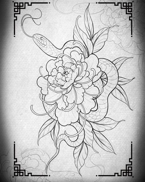 Tattoo Colour, Brighton Tattoo, Floral Snake, Snake Art, Peonies Tattoo, Snake Tattoo, Back Pieces, Japanese Tattoo, Color Tattoo