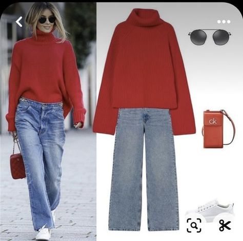 NEW OUTFITS WEAR FASHION FOR WOMEN OVER 50 - valemoods Look Jean, Cooler Look, Over 50 Womens Fashion, Red Sweater, Women Over 50, Winter Mode, 가을 패션, Classic Outfits, Winter Fashion Outfits