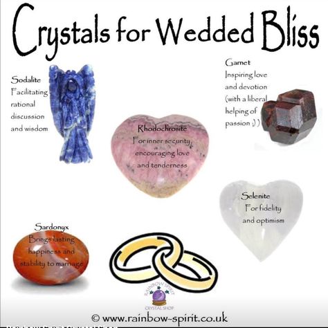 Crystals for wedded bliss. What a lovely and unique idea for a wedding gift! Spiritual Crystals, Gemstone Meanings, Crystal Therapy, Crystal Healing Stones, Crystal Magic, Italian Cooking, Crystal Meanings, Rocks And Gems, Crystal Grid