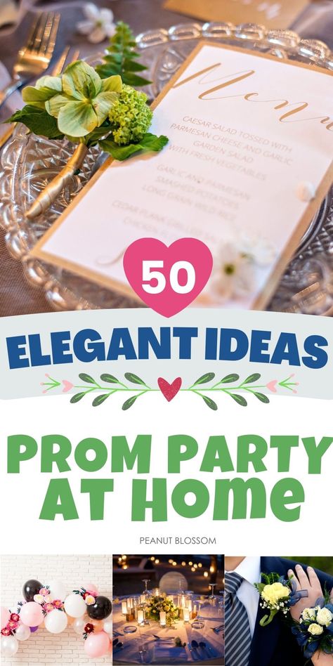 High School Dinner Party Ideas, Prom Dinner Table Decorations, Prom Snacks Ideas, Formal Dinner Party Ideas, Banquet Party Ideas, High School Dance Dinner Ideas, Easy Prom Decoration Ideas, Homecoming Dinner Ideas High School, Prom Meal Ideas Dinners