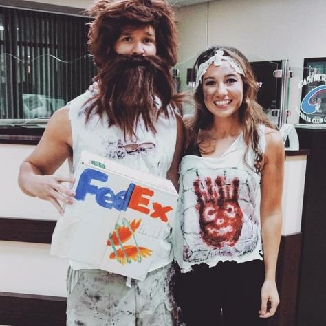 Chuck (Tom Hanks) and Wilson from castaway! Couples Halloween costume 2017! Castaway Costume, Halloween Couple Costume Ideas, Halloween Couples Costume Ideas, Couple Costume Ideas, Couples Costume Ideas, Halloween Couple Costume, Halloween Couples Costume, Costume Couple, Pregnancy Costumes