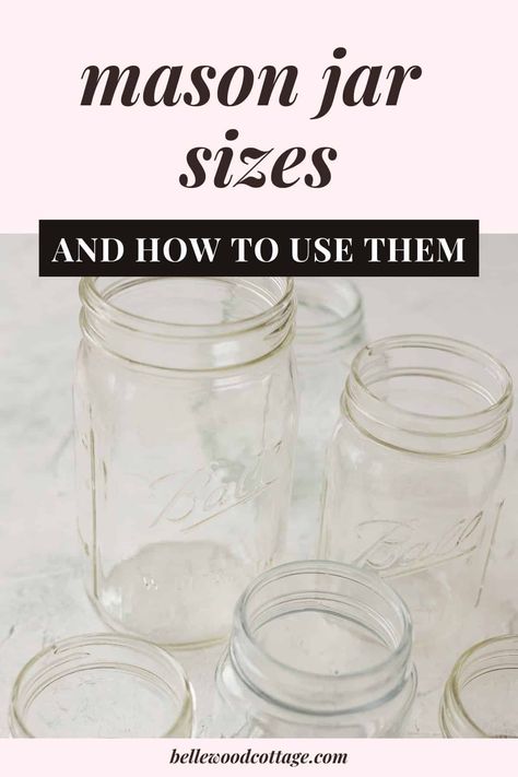 Curious about mason jar sizes? These popular glass jars are useful far beyond canning! Here is a roundup of the mason jar sizes available with details about how to use them, where to buy them, and more! Big Jars, Mason Jar Sizes, Easy Mason Jar Crafts, Gallon Mason Jars, Mason Jar Desserts, Mason Jar Storage, Pint Mason Jars, Mini Mason Jars, Pint Jars